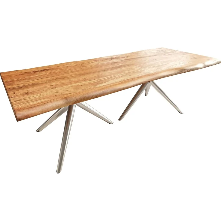 Esstisch Edge 240x100 Akazie Natur Estelar rund Edelstahl Live-Edge – Bild 1