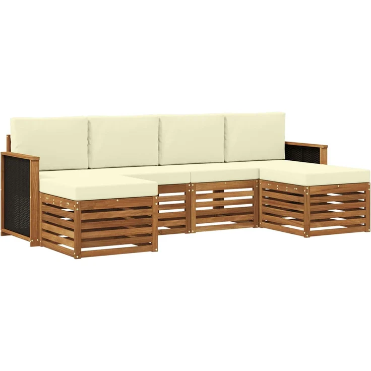 vidaXL Outdoor-Sofagarnitur 5 stk. 6-Sitzer Natur und Creme 3384671 – Bild 2