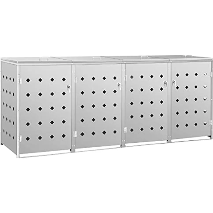 vidaXL Mülltonnenbox für 4 Tonnen 240 L Edelstahl 145382 – Bild 2