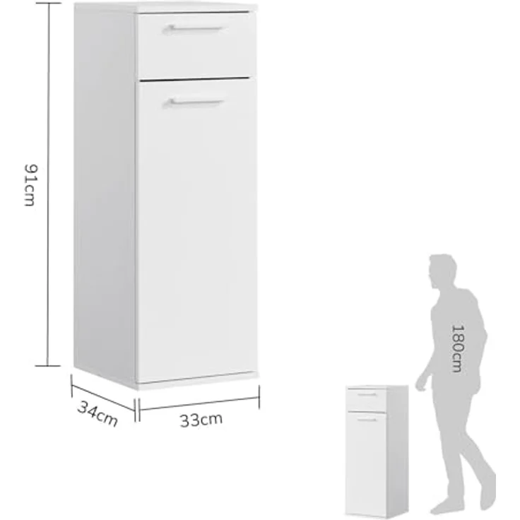mokebo Midischrank Der Matrose (mit Einlegeboden & Schublade) schmaler Badschrank mit Schublade, Badezimmerschrank in Weiß – Bild 3