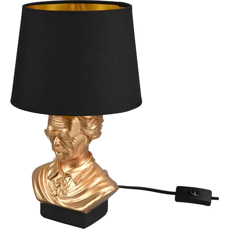 Tischleuchte, Keramik, gold, Stoff, schwarz, H 36 cm – Bild 8