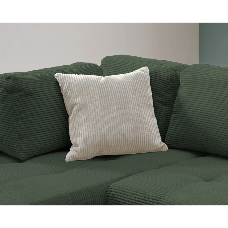 Polsterecke >Allin< Schlaffunktion, moosgrün / silber, Cord - 250x66x190cm (BxHxT) – Bild 5