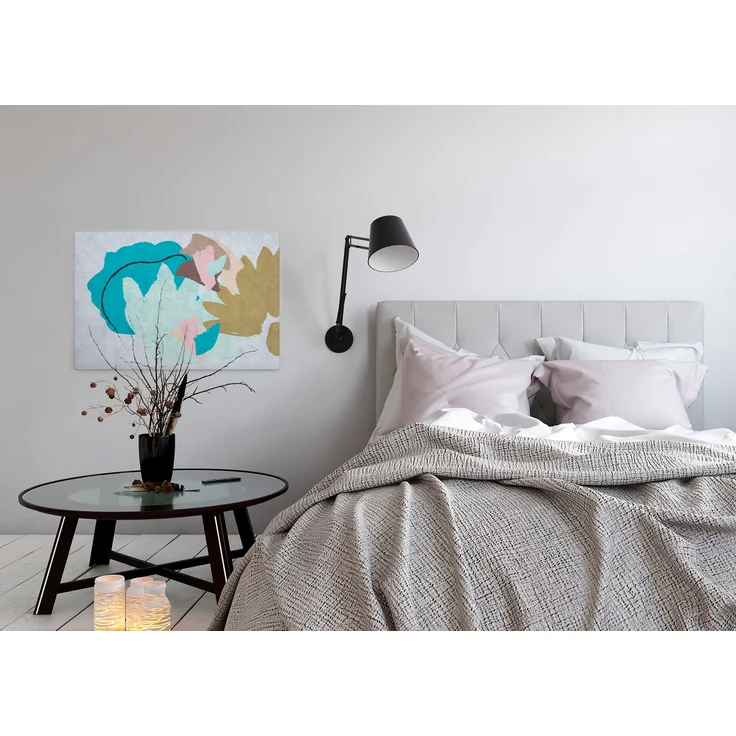 Abstrakte Kunst Leinwandbild Blau Grau Braun 90x60 DD120483 Wandbild Leinwand – Bild 3