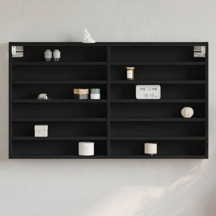 vidaXL Vitrinenschrank Schwarz 100x8,5x58 cm Holzwerkstoff 847941 – Bild 1
