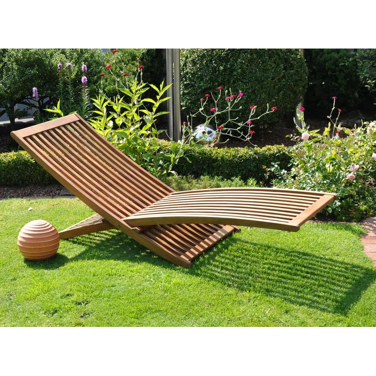 LECO Sonnenliege GRAZIA inkl. Polsterauflage grau, Eukalyptus FSC 100 %, 168x53x62 cm – Bild 4