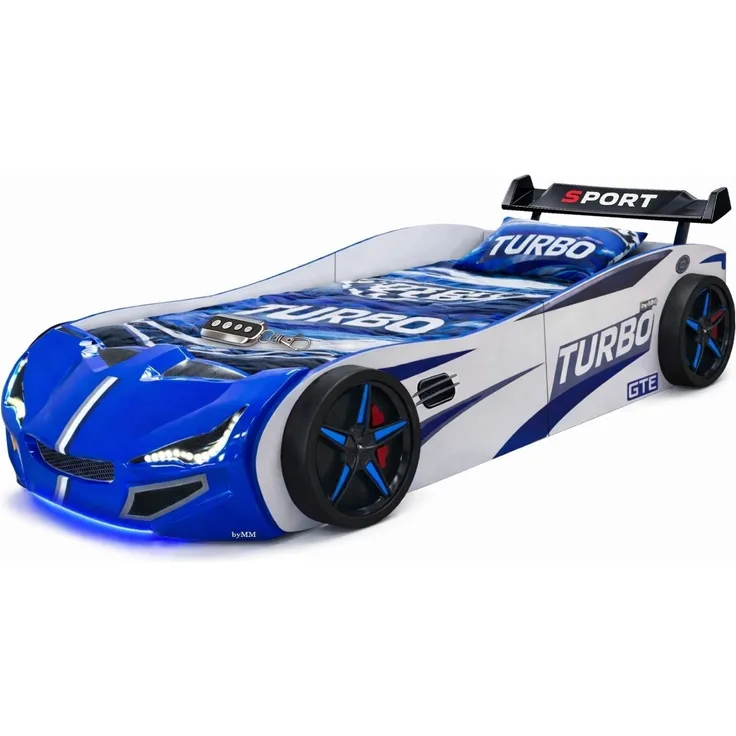 Autobett GTE Kinderbett im Rennwagen-Design mit Lattenrost Farbe Blau