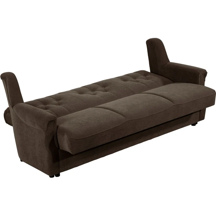 Sofa 3-Sitzer mit Bettfunktion Kaylyn Flockstoff braun – Bild 6