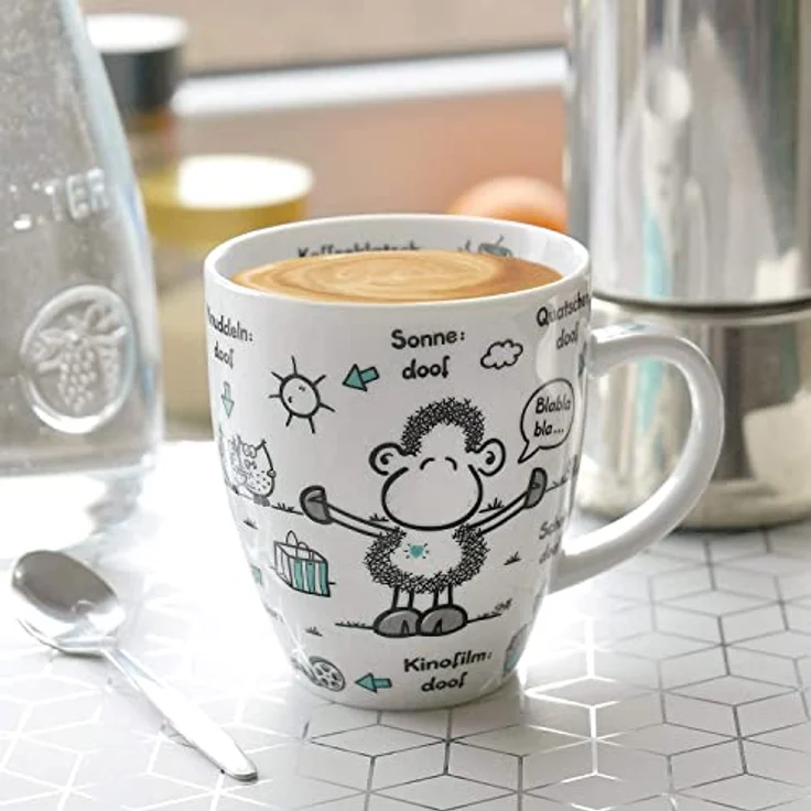 Sheepworld Tasse mit Motiv "Ohne Lieblingsmensch ist alles doof" | Porzellan, 45 cl | Tasse für Kaffee und Tee, Tasse mit Spruch | 46508 – Bild 4