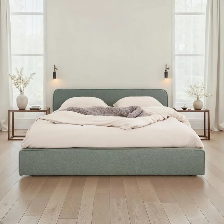 IDIMEX Polsterbett MARINI, Bett 140x200 cm mit Lattenrost Doppelbett mit Kopfteil- grün