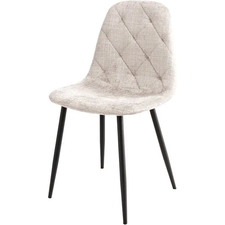 riess-ambiente Esszimmerstuhl GLAMM beige/schwarz - Chenille Cremona, Metallbeine, Rauten-Steppung (Einzelartikel, 1 St), Stilvoller Esszimmerstuhl - ideal für Küche, Büro und Wohnzimmer