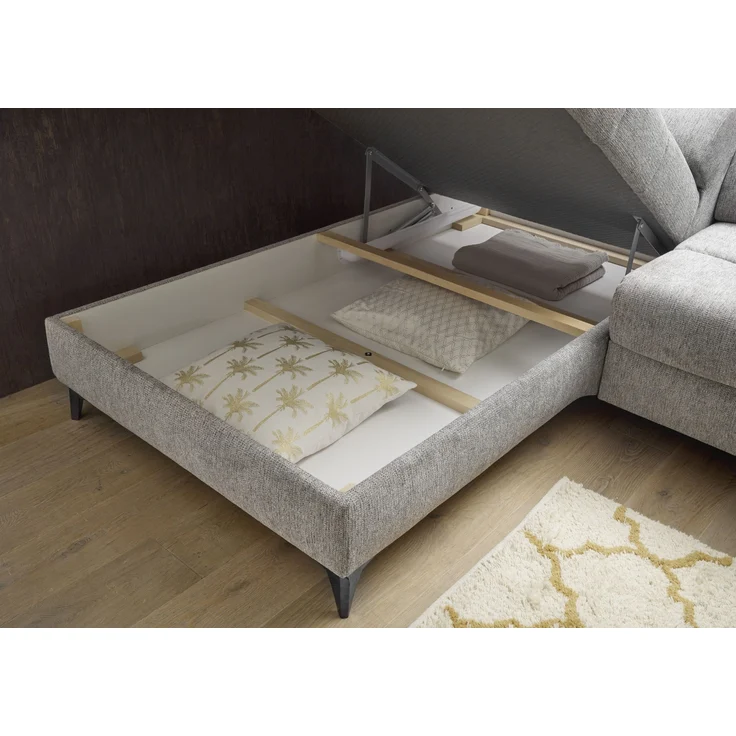 Ecksofa >SYDNEY< Elektrische Sitztiefenverstellung, 5 verstellbare Kopfstützen, Bettkasten, Bezugsstoff "taupe" - 282x105x198 (BxHxT) – Bild 5