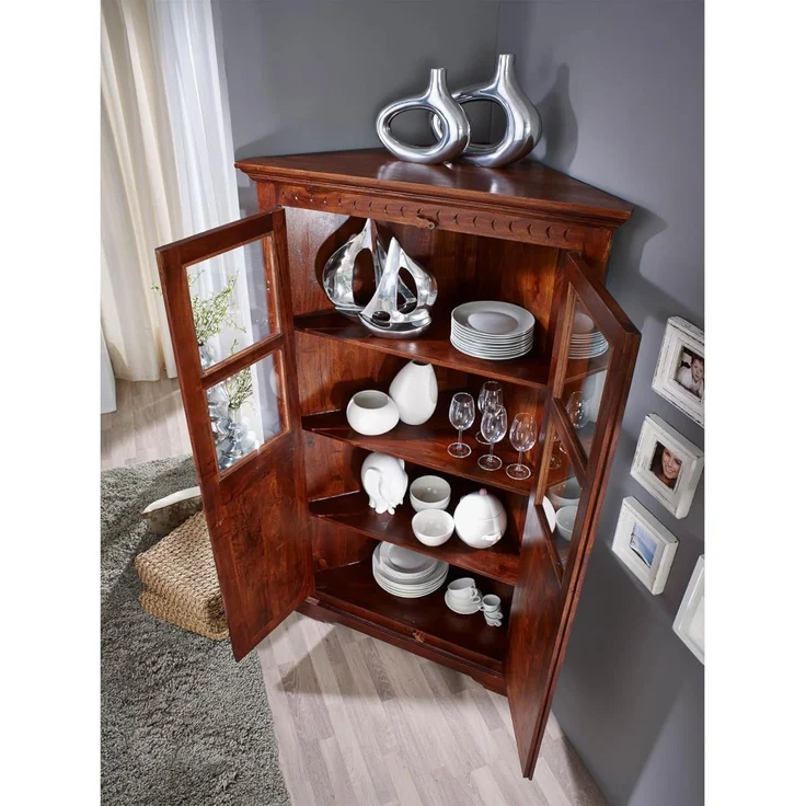 Eckschrank Akazie 108x57x183 nougat lackiert OXFORD #410 – Bild 4