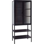 osoltus Vitrine Schrank Riffelglas Stahl cube Schwarz Industrial 146 x 60 cm