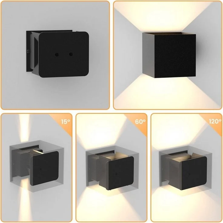 Nettlife Wandleuchte Innen & Aussen LED Wandlampe Schwarz 3000K Metal 5w 1ER 2ER, LED fest integriert, Warmweiß, Schlafzimmer Wohnzimmer Flure – Bild 1