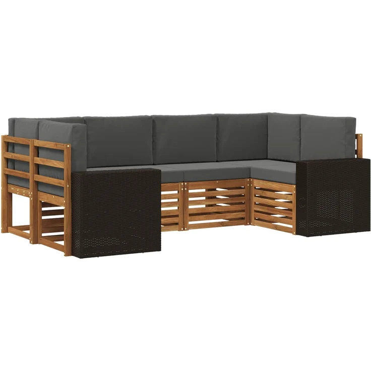 vidaXL Outdoor-Sofagarnitur 6 stk. 6-Sitzer Natur und Anthrazit 3384783 – Bild 2