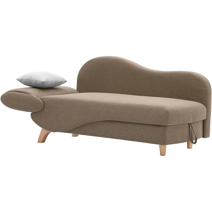 Vente-unique - PENELOPE Chaise longue Stoff Braun - B 80 cm x H 81 cm x L 160 cm – Bild 5