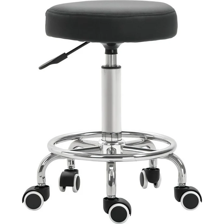Vinsetto Rollsitz Samt-Touch mit Rädern, Rollhocker höhenverstellbar (Salonstuhl, 1 St, Salonhocker), für Wohnzimmer, Schwarz – Bild 1