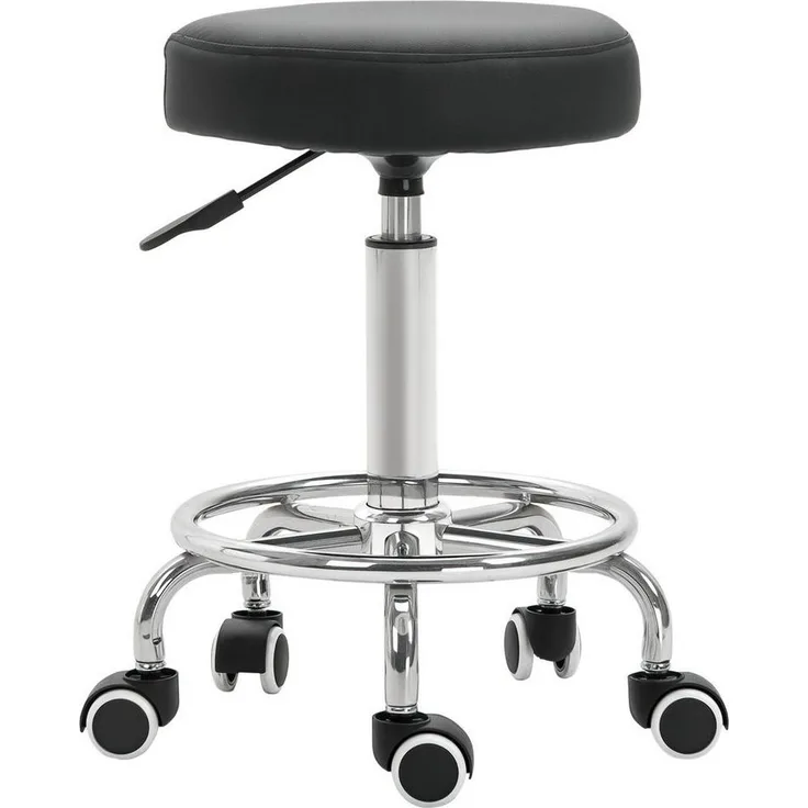 Vinsetto Rollsitz Samt-Touch mit Rädern, Rollhocker höhenverstellbar (Salonstuhl, 1 St, Salonhocker), für Wohnzimmer, Schwarz
