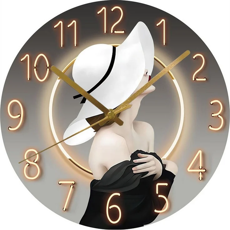 MOPUEA Wanduhr Moderne Glasuhr aus Gehärtetem Glas Elegante Uhr 12 zoll (Motiv Schwingungen im Licht Wanduhr für Wohnzimmer & Küche) – Bild 1