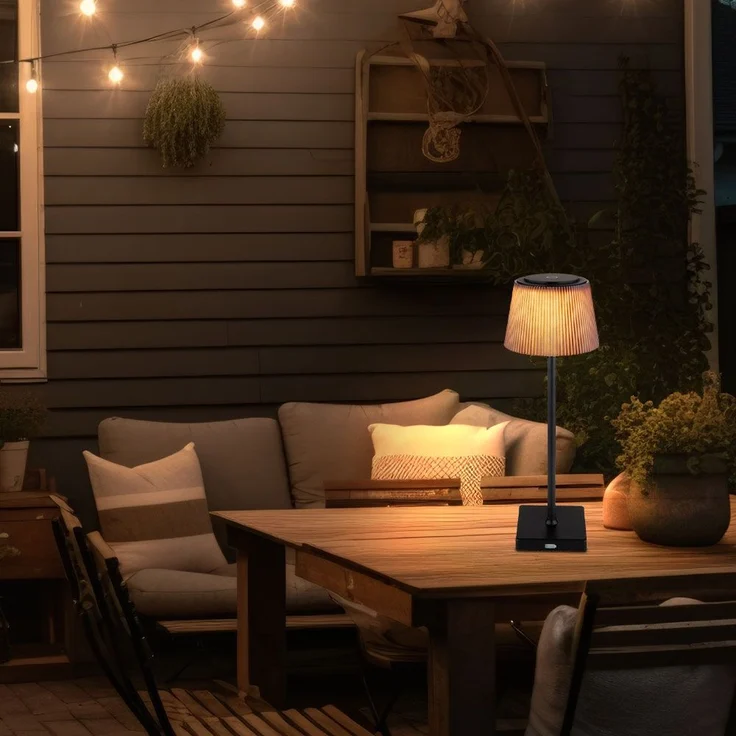 LED Tischlampe, Außenleuchte, Touchdimmer, Akku H 38 cm – Bild 6