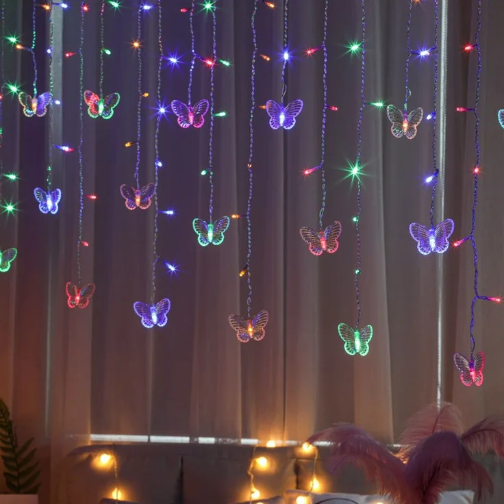 ABC LED-Lichterkette mit Schmetterlingsmotiv, zum Aufhängen im Innenbereich