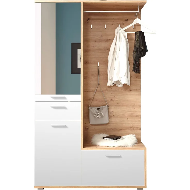 Kompaktgarderobe >Entra< in Eiche Artisan Nachbildung - 117x198x38 (BxHxT) – Bild 5