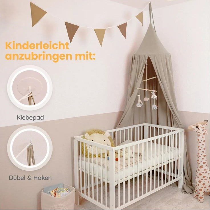 lilimaus Betthimmel Hochwertiger Baldachin Betthimmel für Baby- und Kinderbetten, Hochwertiger Betthimmel für Babybett, Kinderbett oder Kuschelecke – Bild 3