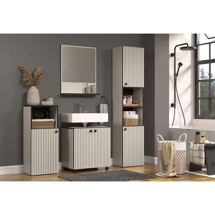 Badezimmer Hochschrank Bliss in grau 40 x 186 cm – Bild 6