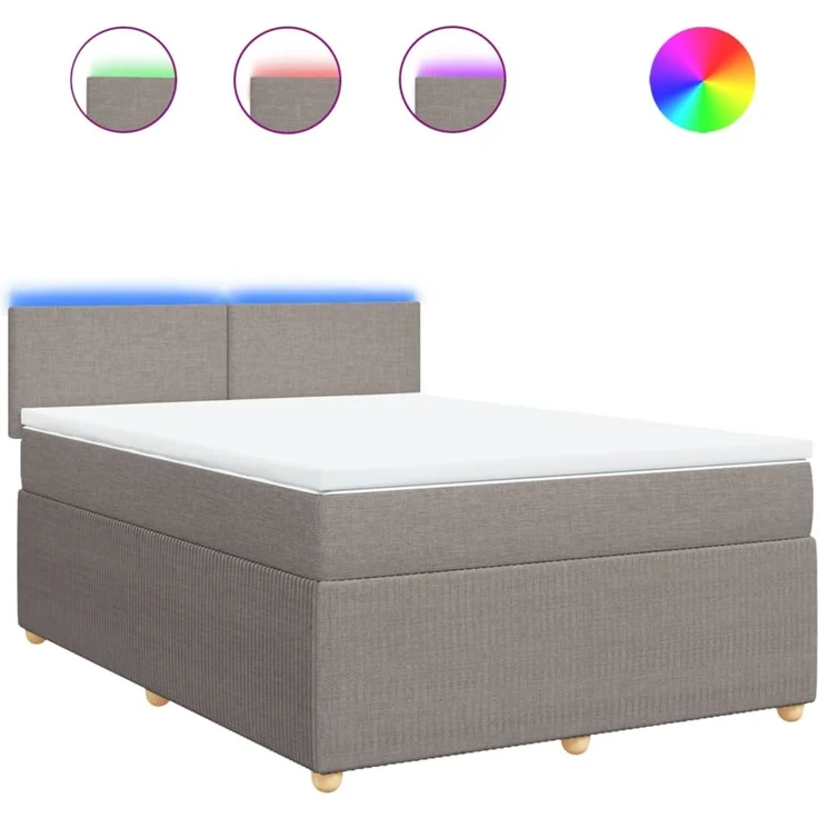 vidaXL Boxspringbett mit Matratze Taupe 160x200 cm Stoff 3289804 – Bild 2