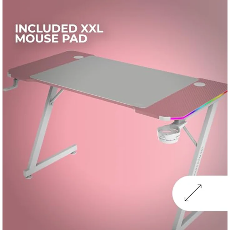 Mars Gaming MGD-X120RGB Mesa Ergonómica ARGB Mando Alfombrilla XXL Soportes Externos 120x60 cm Rosa – Bild 6