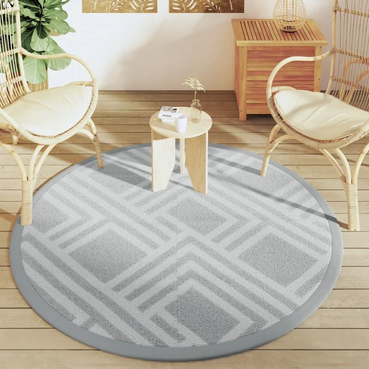vidaXL Outdoor-Teppich ARAKIL Grau Ø160 cm PP 368569 – Bild 2