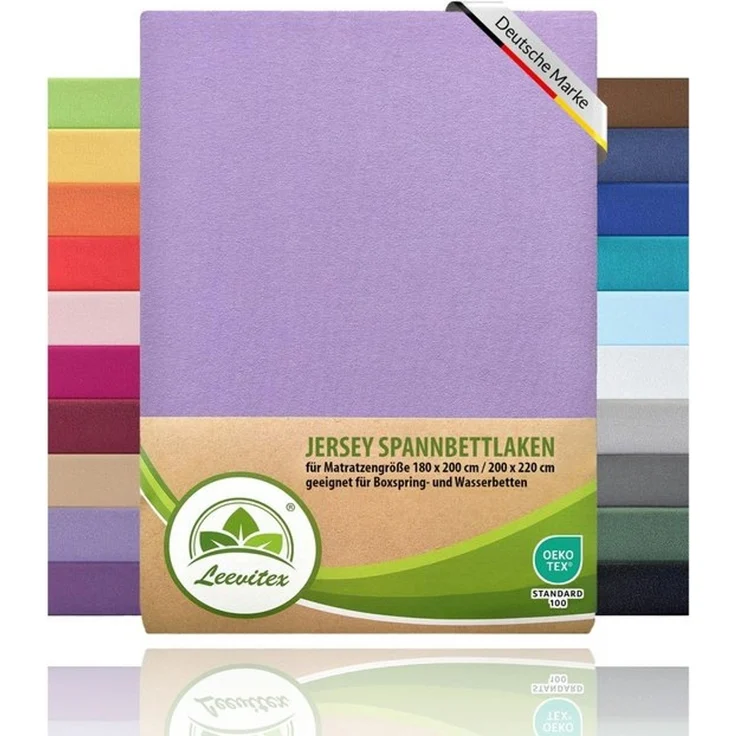 leevitex® Spannbettlaken für Boxspringbetten & Wasserbetten - Spannbetttuch 170 g/m², Gummizug: rundum, 100% Mako-Baumwolle, sehr robust, 180x200 – 200x220 cm + 40 cm Steg – Bild 4