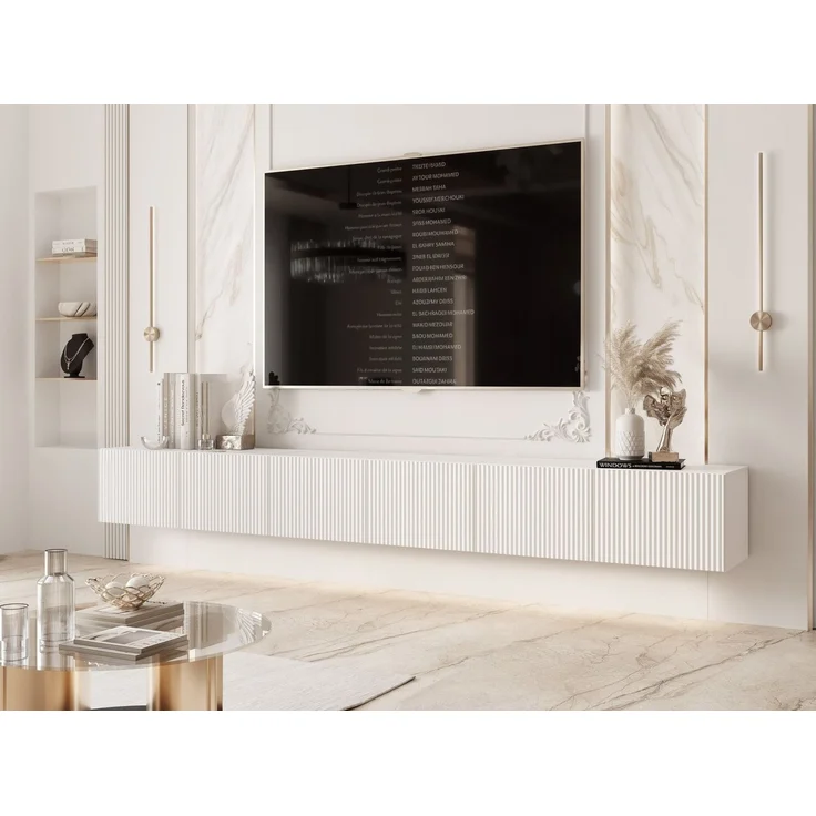 yourhouse24 Lowboard TV ANGEL 300 mit LED-Beleuchtung – Geriffelte Fronten – Bild 3
