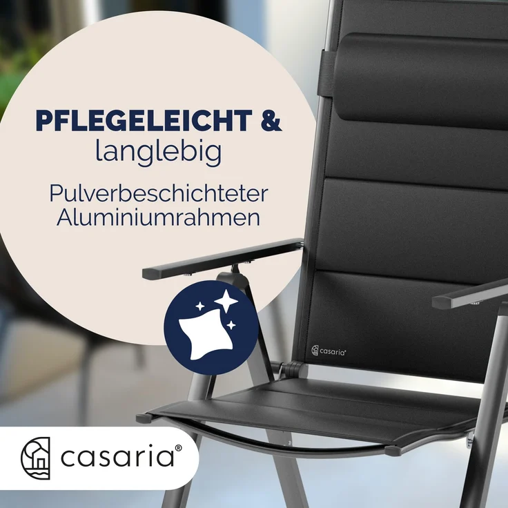 CASARIA® Alu Gartenstühle 4er Set Gepolstert 8-Fach Verstellbar Anthrazit – Bild 5