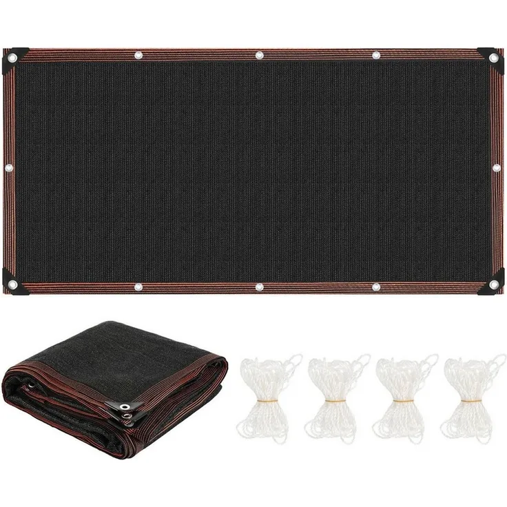 Clanmacy Sonnensegel Schattiernetz 200x400cm HDPE UV-beständig Schwarz Geeignet für Gärten