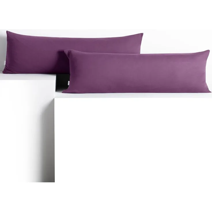 DecoKing 2 Kissenbezüge 40x200 cm Jersey 100% gekämmte Baumwolle Reißverschluss Pflaume Amber