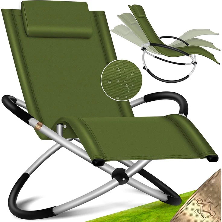 KESSER® Relaxliege Liegestuhl | Gartenliege | Gartenstuhl | Klappstuhl faltbar | Schwungliege | Schaukelsessel | ergonomische Relaxsessel | wetterfest | 180 kg Belastung | 174 x 78 x 89 cm Khaki – Bild 1