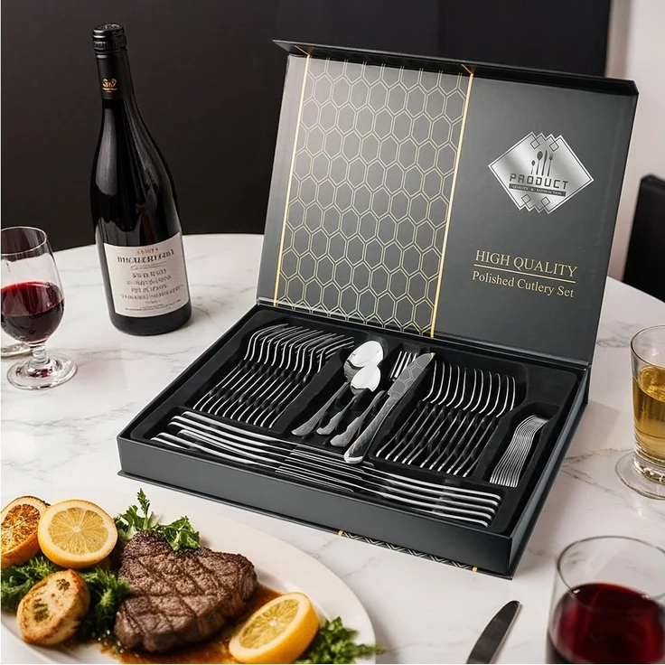 Simloveve Besteck-Set 48 teilig Besteck Set für 12 Personen, Besteckset mit Gehämmert Griff, Edelstahl, Essbesteck Set inkl Messer, Gabel, Löffel, Spülmaschinenfest, Rostfrei – Bild 1