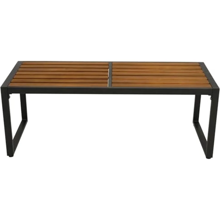 DEGAMO RAGUSA Hockerbank, Metall + Akazie, anthrazit/braun, 2-sitzer 123cm – Bild 4