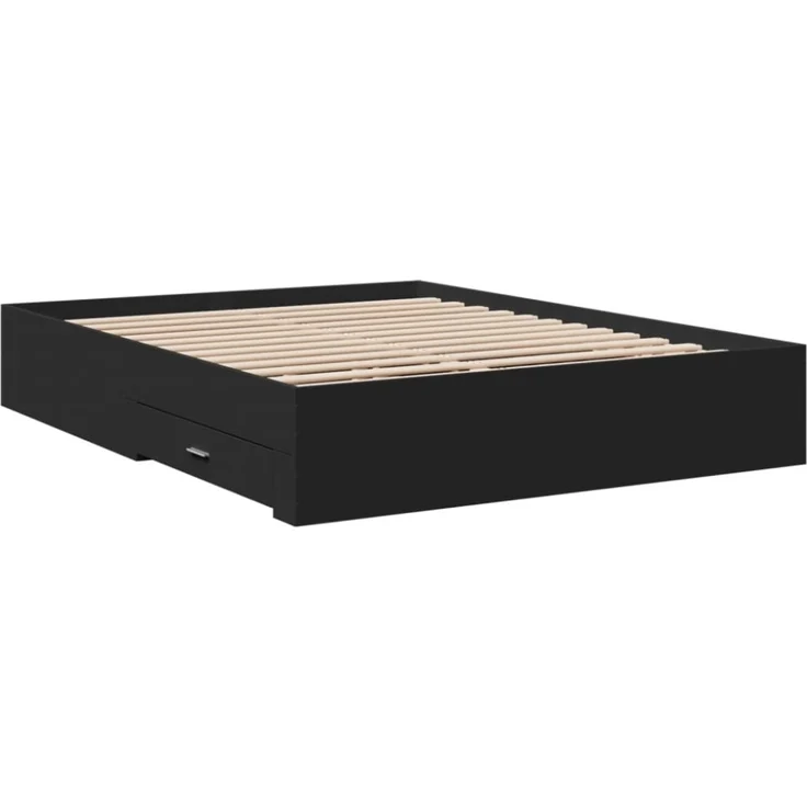 vidaXL Bettgestell mit Schubladen Schwarz 160x200 cm Holzwerkstoff 3280371 – Bild 2