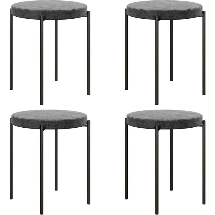 HOMCOM Esszimmerstuhl Thekenhocker mit gepolstertem Sitz, Rundhocker, Barhocker (Hocker, 4 St), für Wohnzimmer, Esszimmer, Dunkelgrau