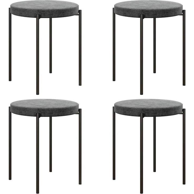 HOMCOM Esszimmerstuhl Thekenhocker mit gepolstertem Sitz, Rundhocker, Barhocker (Hocker, 4 St), für Wohnzimmer, Esszimmer, Dunkelgrau – Bild 1