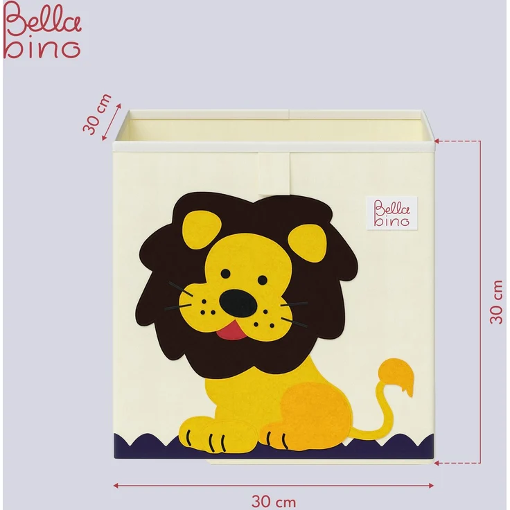 Bellabino 'Helme' Aufbewahrungsbox Löwe, aus Oxford-Gewebe, 30 x 30 x 30 cm, beige – Bild 2