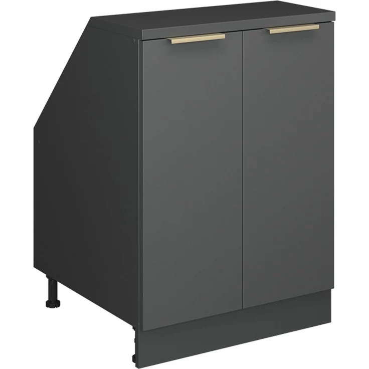 Küchenschrank für Dachschrägen R-Line Anthrazit-Gold 60 cm mit 2 Türen, Schrankkorpus 60 cm Tiefe Vicco – Bild 1