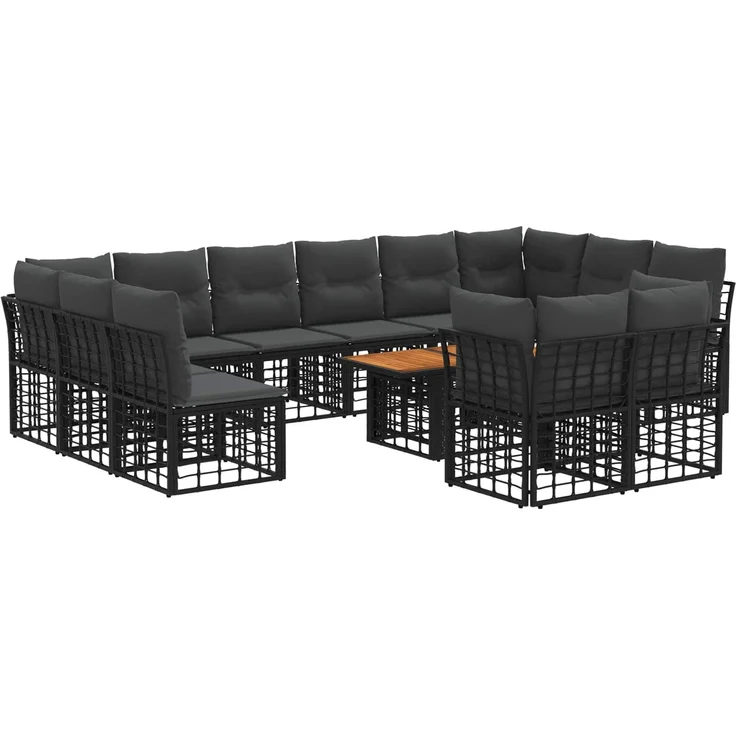 vidaXL Gartensofa-set 13 stk. Schwarz und Dunkelgrau 100 x 55 x 73 cm 3437921 – Bild 2