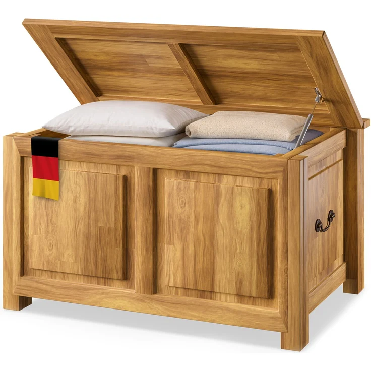 Deuba Holztruhe Truhe Antik Holz 85x44x48cm – Bild 1