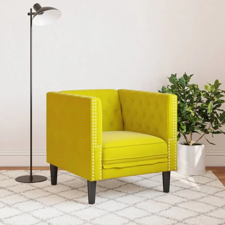 vidaXL Chesterfield-Sessel Gelb Samt 372679 – Bild 2