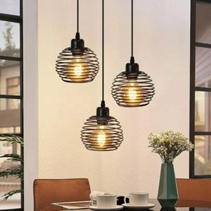 Nettlife Pendelleuchte Schwarz Esstisch Vintage Metall E27 Hängelampe Retro Hängeleuchte, LED wechselbar, für Esstisch Küche Esszimmer Wohnzimmer Arbeitszimmer Büro – Bild 6