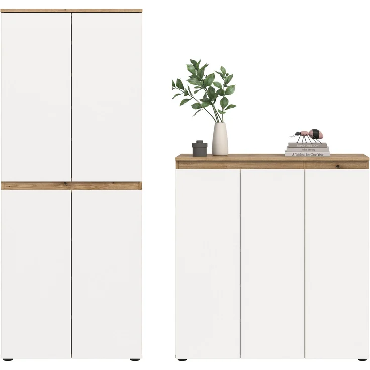 Universalschrank (B/H/T: 190x175x37 cm) in Evoke Oak Nachbildung und weiß – Bild 2