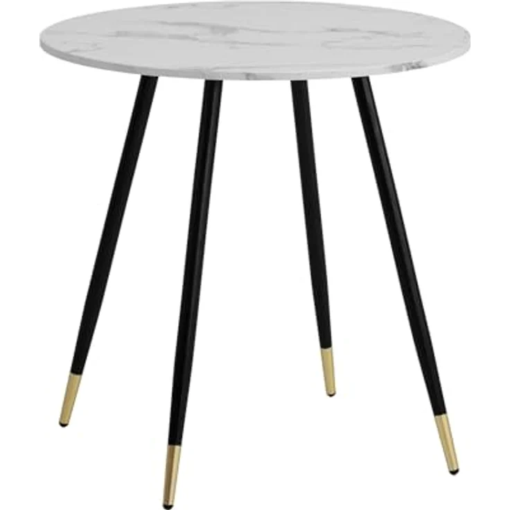 Esstisch Marmor-Optik Weiß 75x75x76cm Metallbeine Modern Rund – Bild 2